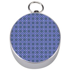 Floral Circles Blue Silver Compasses by BrightVibesDesign