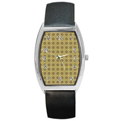 Floral Circles Yellow Barrel Style Metal Watch by BrightVibesDesign