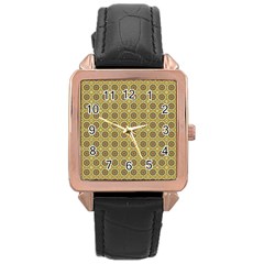 Floral Circles Yellow Rose Gold Leather Watch  by BrightVibesDesign