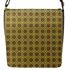 Floral Circles Yellow Flap Closure Messenger Bag (s) by BrightVibesDesign