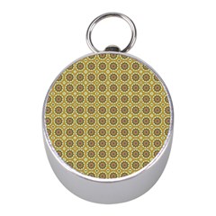 Floral Circles Yellow Mini Silver Compasses by BrightVibesDesign