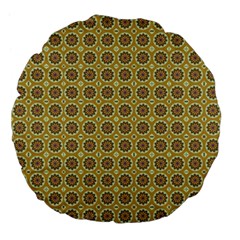 Floral Circles Yellow Large 18  Premium Flano Round Cushions by BrightVibesDesign