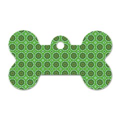 Floral Circles Green Dog Tag Bone (two Sides) by BrightVibesDesign