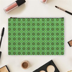 Floral Circles Green Cosmetic Bag (large) by BrightVibesDesign