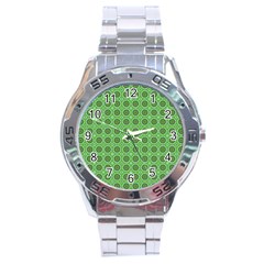 Floral Circles Green Stainless Steel Analogue Watch by BrightVibesDesign