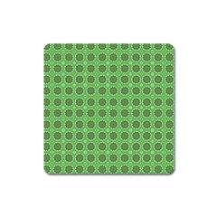 Floral Circles Green Square Magnet by BrightVibesDesign