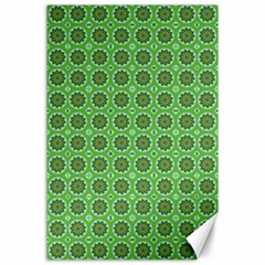 Floral Circles Green Canvas 24  X 36  by BrightVibesDesign