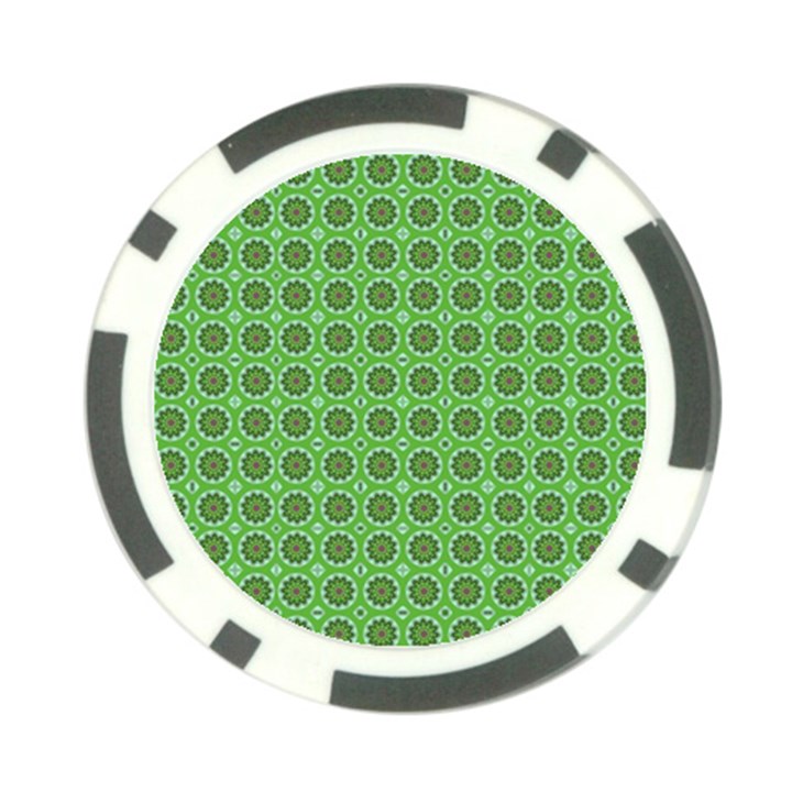 Floral Circles Green Poker Chip Card Guard