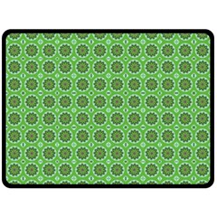 Floral Circles Green Fleece Blanket (large)  by BrightVibesDesign