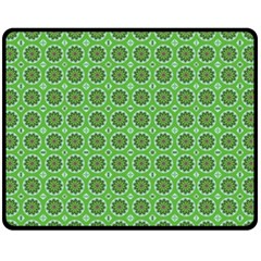 Floral Circles Green Fleece Blanket (medium)  by BrightVibesDesign