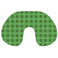 Floral Circles Green Travel Neck Pillows by BrightVibesDesign