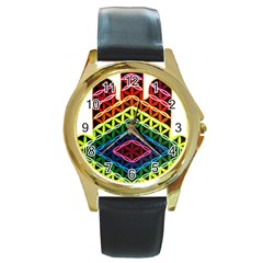 Hamsa Round Gold Metal Watch by CruxMagic