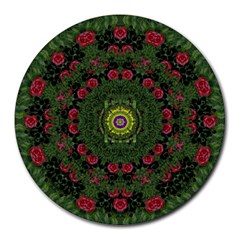 Sunshine Mandala In Rose Heaven Round Mousepads by pepitasart