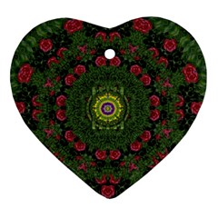 Sunshine Mandala In Rose Heaven Ornament (heart) by pepitasart