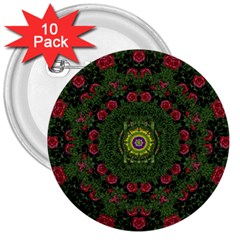 Sunshine Mandala In Rose Heaven 3  Buttons (10 Pack)  by pepitasart