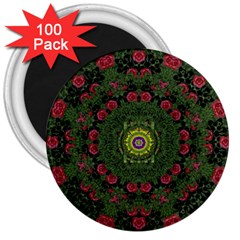 Sunshine Mandala In Rose Heaven 3  Magnets (100 Pack) by pepitasart