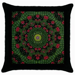 Sunshine Mandala In Rose Heaven Throw Pillow Case (black) by pepitasart