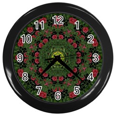 Sunshine Mandala In Rose Heaven Wall Clock (black) by pepitasart