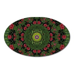 Sunshine Mandala In Rose Heaven Oval Magnet by pepitasart