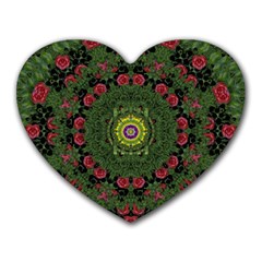 Sunshine Mandala In Rose Heaven Heart Mousepads by pepitasart