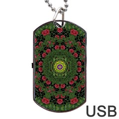 Sunshine Mandala In Rose Heaven Dog Tag Usb Flash (one Side) by pepitasart