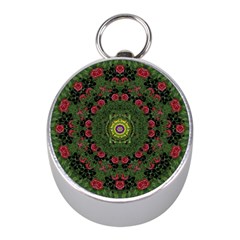 Sunshine Mandala In Rose Heaven Mini Silver Compasses by pepitasart