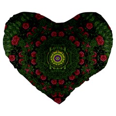 Sunshine Mandala In Rose Heaven Large 19  Premium Flano Heart Shape Cushions by pepitasart