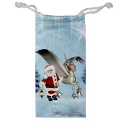 Santa Claus With Cute Pegasus In A Winter Landscape Jewelry Bag by FantasyWorld7