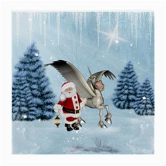 Santa Claus With Cute Pegasus In A Winter Landscape Medium Glasses Cloth (2-side) by FantasyWorld7