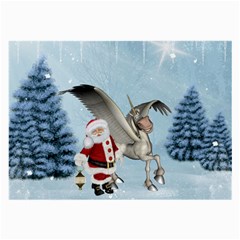 Santa Claus With Cute Pegasus In A Winter Landscape Large Glasses Cloth (2-side) by FantasyWorld7