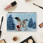 Santa Claus With Cute Pegasus In A Winter Landscape Cosmetic Bag (Medium) Front