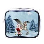 Santa Claus With Cute Pegasus In A Winter Landscape Mini Toiletries Bag (One Side) Front