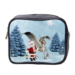 Santa Claus With Cute Pegasus In A Winter Landscape Mini Toiletries Bag (two Sides) by FantasyWorld7