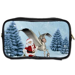 Santa Claus With Cute Pegasus In A Winter Landscape Toiletries Bag (two Sides) by FantasyWorld7