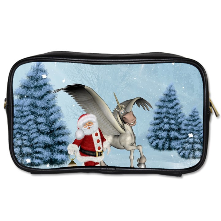 Santa Claus With Cute Pegasus In A Winter Landscape Toiletries Bag (Two Sides)