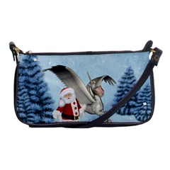 Santa Claus With Cute Pegasus In A Winter Landscape Shoulder Clutch Bag by FantasyWorld7