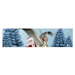 Santa Claus With Cute Pegasus In A Winter Landscape Satin Scarf (oblong) by FantasyWorld7