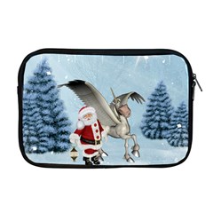 Santa Claus With Cute Pegasus In A Winter Landscape Apple Macbook Pro 17  Zipper Case by FantasyWorld7