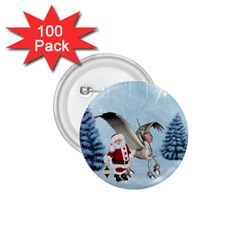 Santa Claus With Cute Pegasus In A Winter Landscape 1 75  Buttons (100 Pack)  by FantasyWorld7