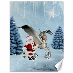 Santa Claus With Cute Pegasus In A Winter Landscape Canvas 36  X 48  by FantasyWorld7