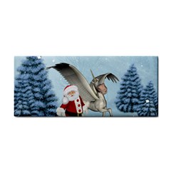 Santa Claus With Cute Pegasus In A Winter Landscape Hand Towel by FantasyWorld7