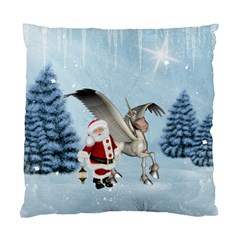 Santa Claus With Cute Pegasus In A Winter Landscape Standard Cushion Case (one Side) by FantasyWorld7