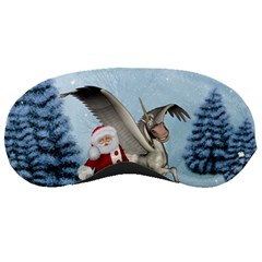 Santa Claus With Cute Pegasus In A Winter Landscape Sleeping Masks by FantasyWorld7