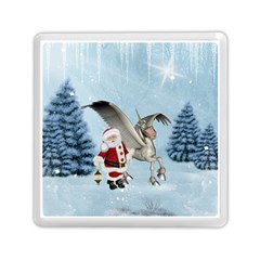 Santa Claus With Cute Pegasus In A Winter Landscape Memory Card Reader (square) by FantasyWorld7