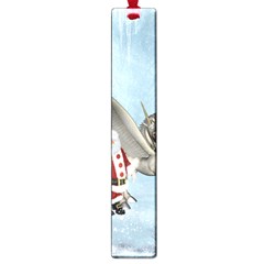 Santa Claus With Cute Pegasus In A Winter Landscape Large Book Marks by FantasyWorld7