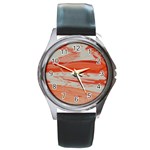 ORANGE SWIRL Round Metal Watch Front