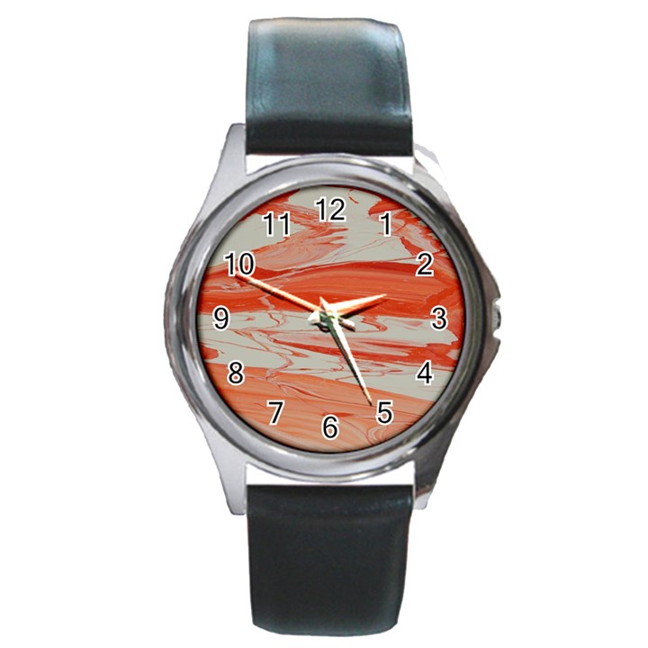 ORANGE SWIRL Round Metal Watch