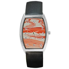 Orange Swirl Barrel Style Metal Watch by WILLBIRDWELL