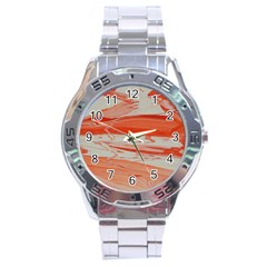 Orange Swirl Stainless Steel Analogue Watch by WILLBIRDWELL