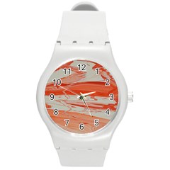 Orange Swirl Round Plastic Sport Watch (m) by WILLBIRDWELL